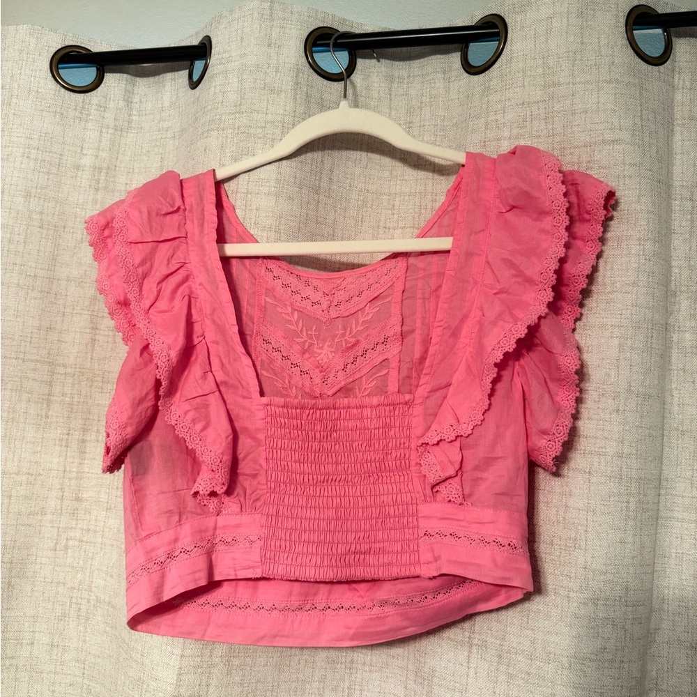 Pink Ruffled Women's Top - Picture 2 of 3